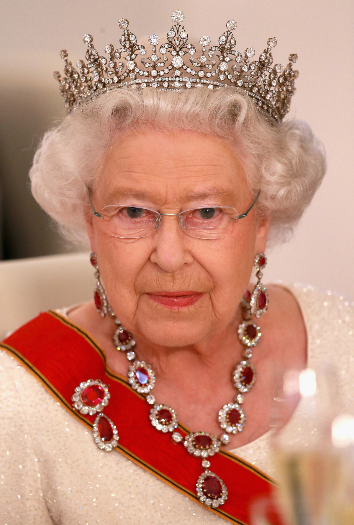 La Regina Elisabetta II partecipa a un banchetto di stato a Schloss Bellevue a Berlino il 24 giugno 2015 (Chris Jackson - WPA Pool/Getty Images)