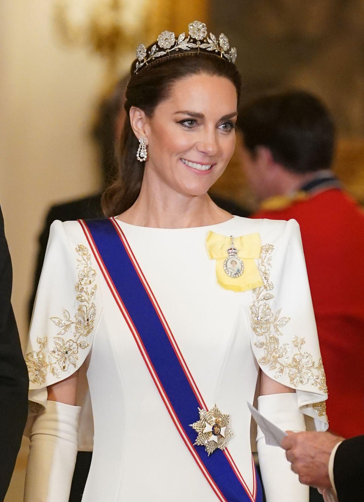 La Principessa di Galles partecipa a un banchetto di stato in onore del Presidente in visita della Corea del Sud a Buckingham Palace a Londra il 21 novembre 2023 (Yui Mok/PA Images/Alamy)