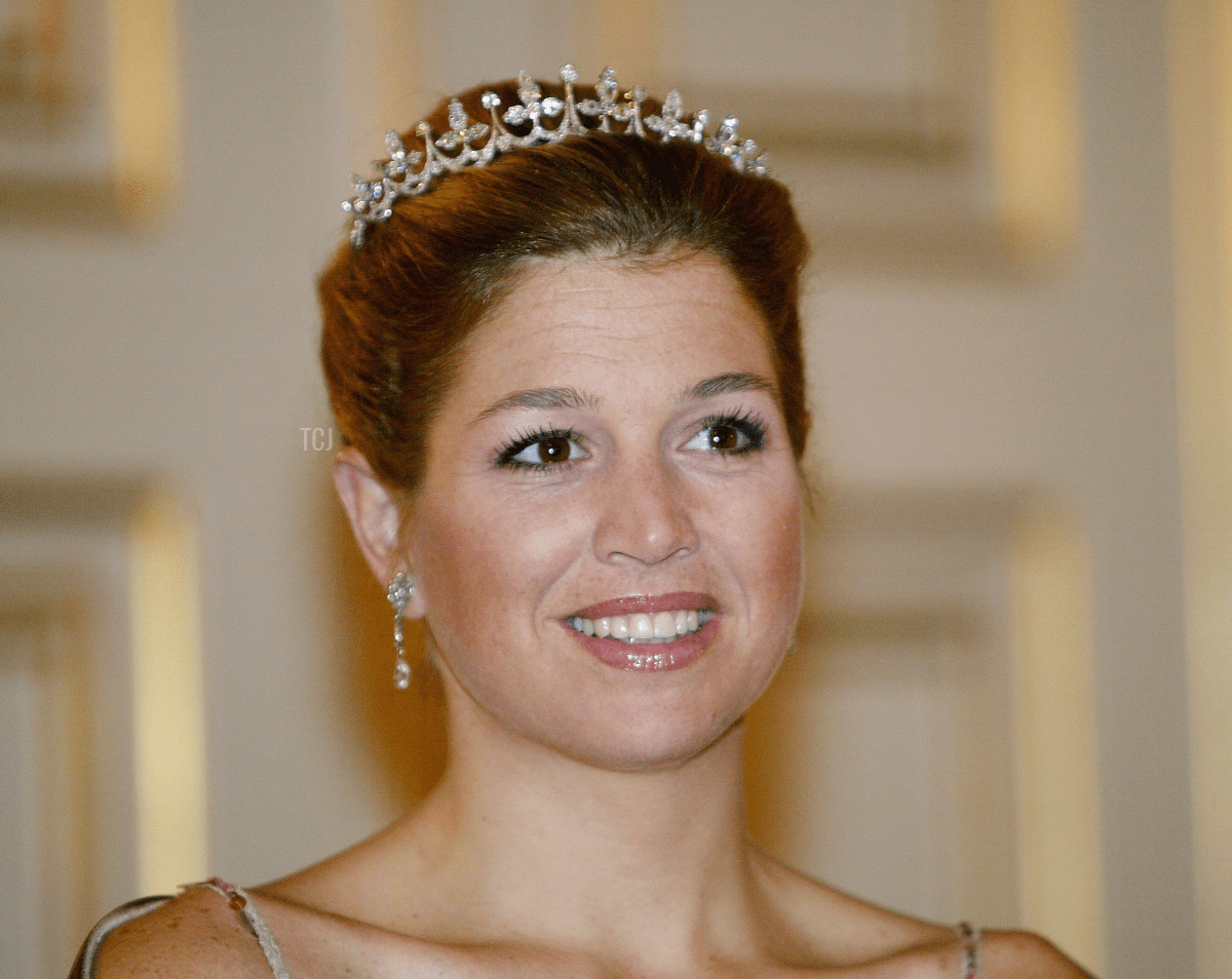 La Principessa Maxima indossa la base della Tiara delle Perle Antiche, marzo 2003