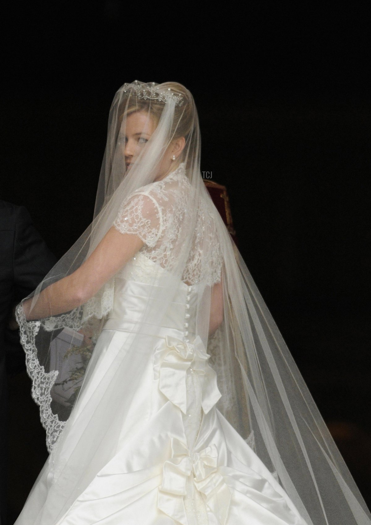 Autumn Kelly 31 looks over her shoulder as she enter St George's Chapel in Windsor on May 17, 2008 to be wed to Peter Phillips 30