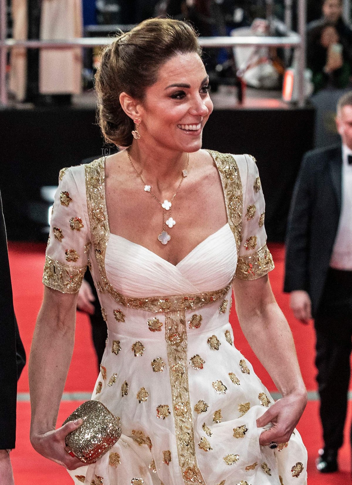 La Duchessa di Cambridge arriva per i BAFTA British Academy Film Awards al Royal Albert Hall di Londra il 2 febbraio 2020 (JEFF GILBERT/POOL/AFP via Getty Images)