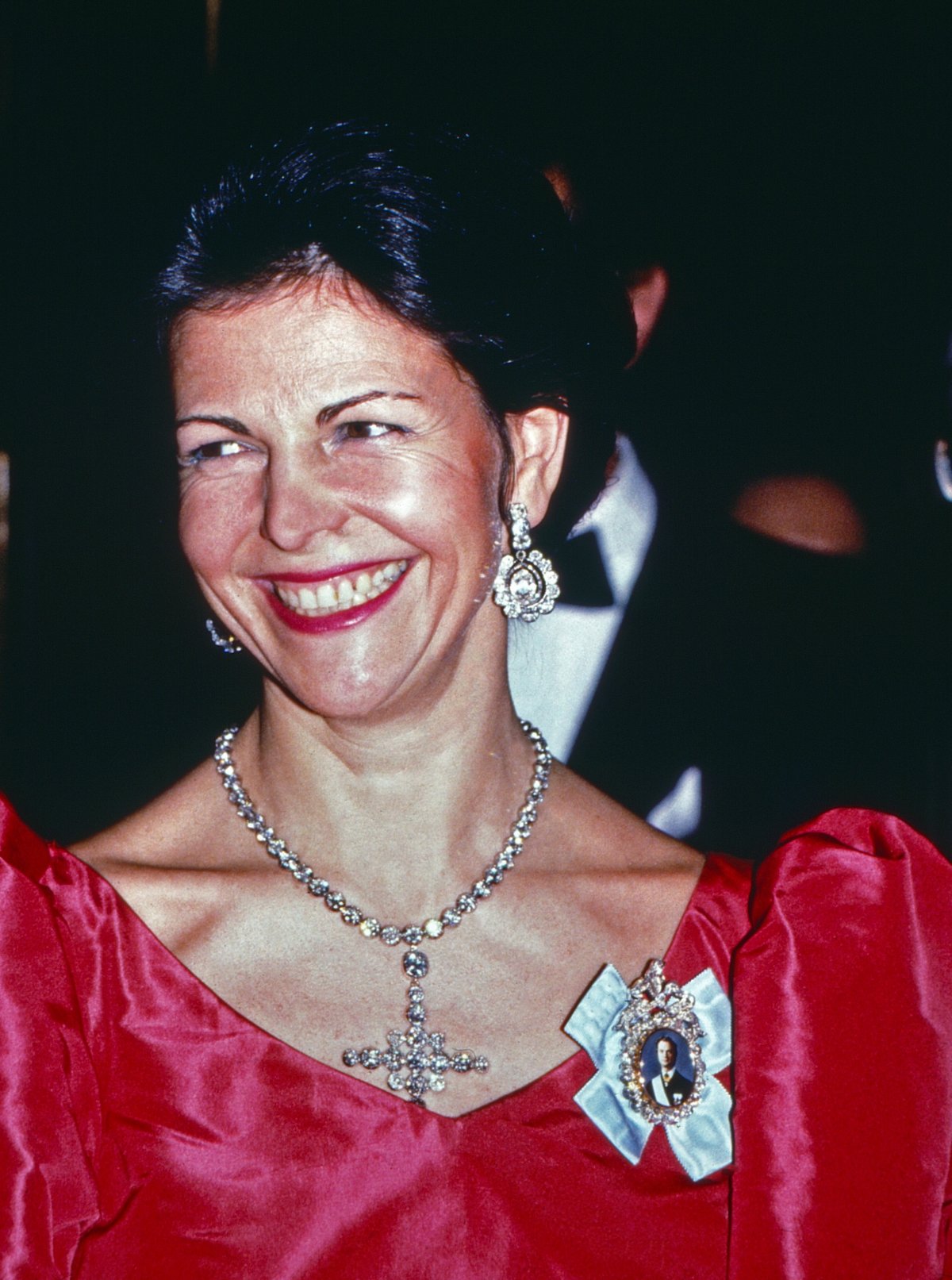 Regina Silvia di Svezia partecipa a una reception serale in Germania, ottobre 1989 (Wolfgang Kühn/United Archives GmbH/Alamy)