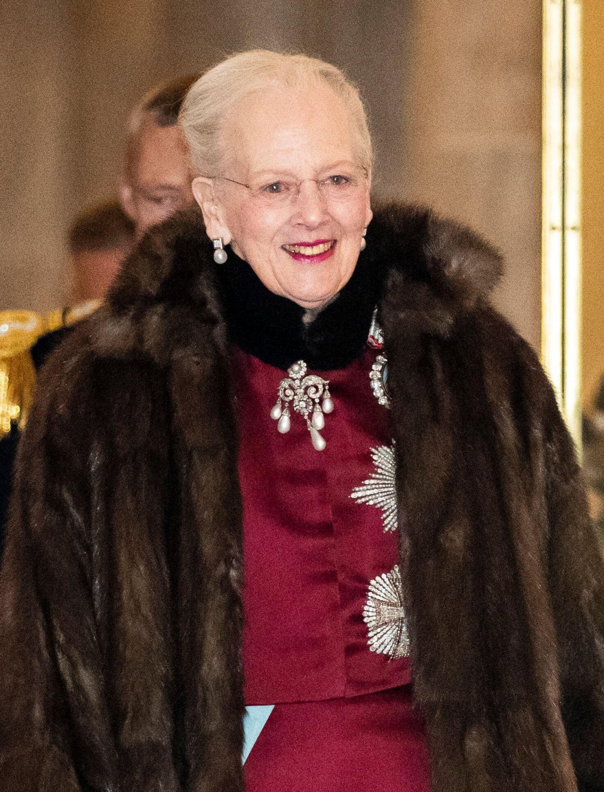 La Regina Margrethe II di Danimarca partecipa a una ricezione di Capodanno per i membri del Corpo Diplomatico al Palazzo di Christiansborg a Copenhagen il 3 gennaio 2024 (Ritzau/Alamy)