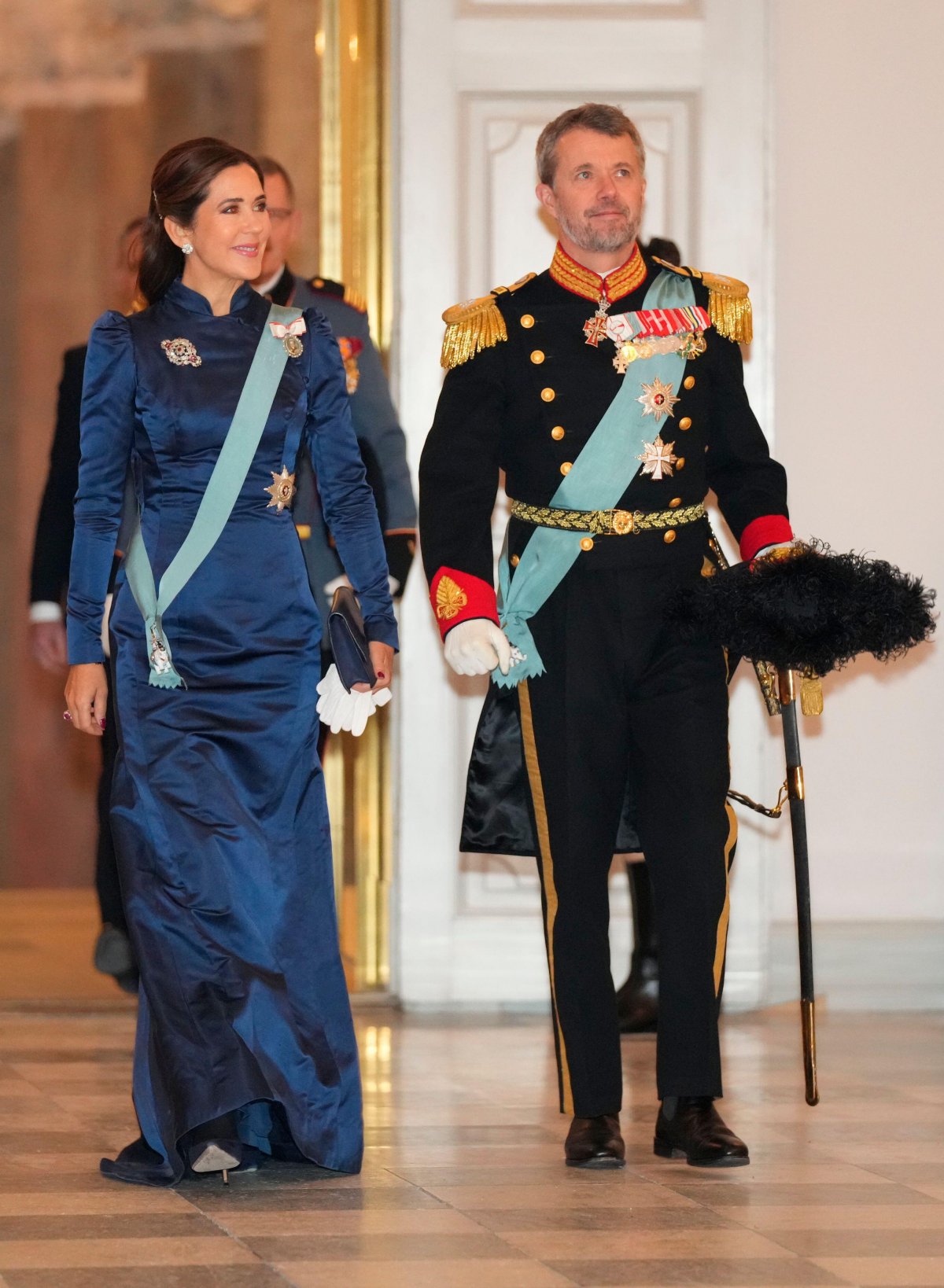 Il Principe Ereditario Frederik e la Principessa Ereditiera Mary di Danimarca partecipano a una ricezione di Capodanno per i membri del Corpo Diplomatico al Palazzo di Christiansborg a Copenhagen il 3 gennaio 2024 (Ritzau/Alamy)