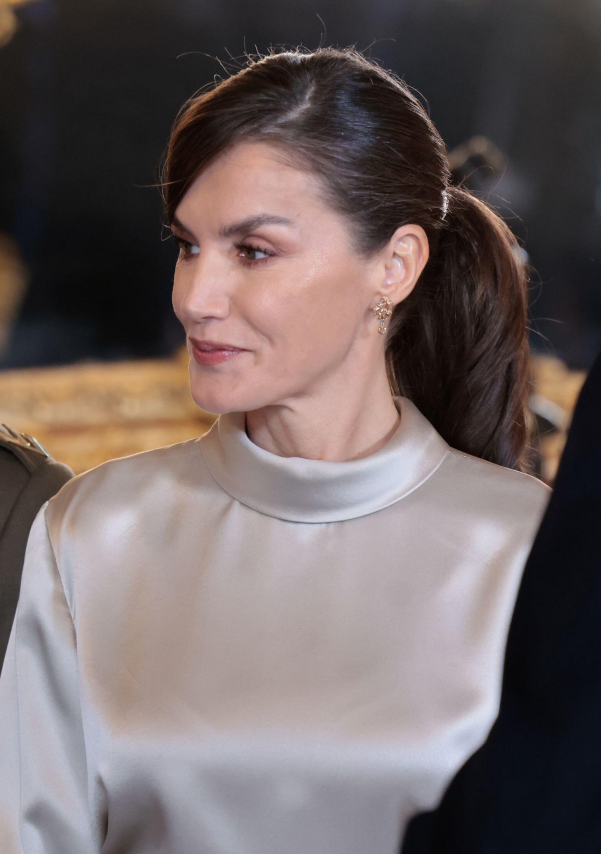 La Regina di Spagna partecipa al ricevimento della Pascua Militar al Palazzo Reale di Madrid il 6 gennaio 2024 (Oscar Gonzalez/Alamy)