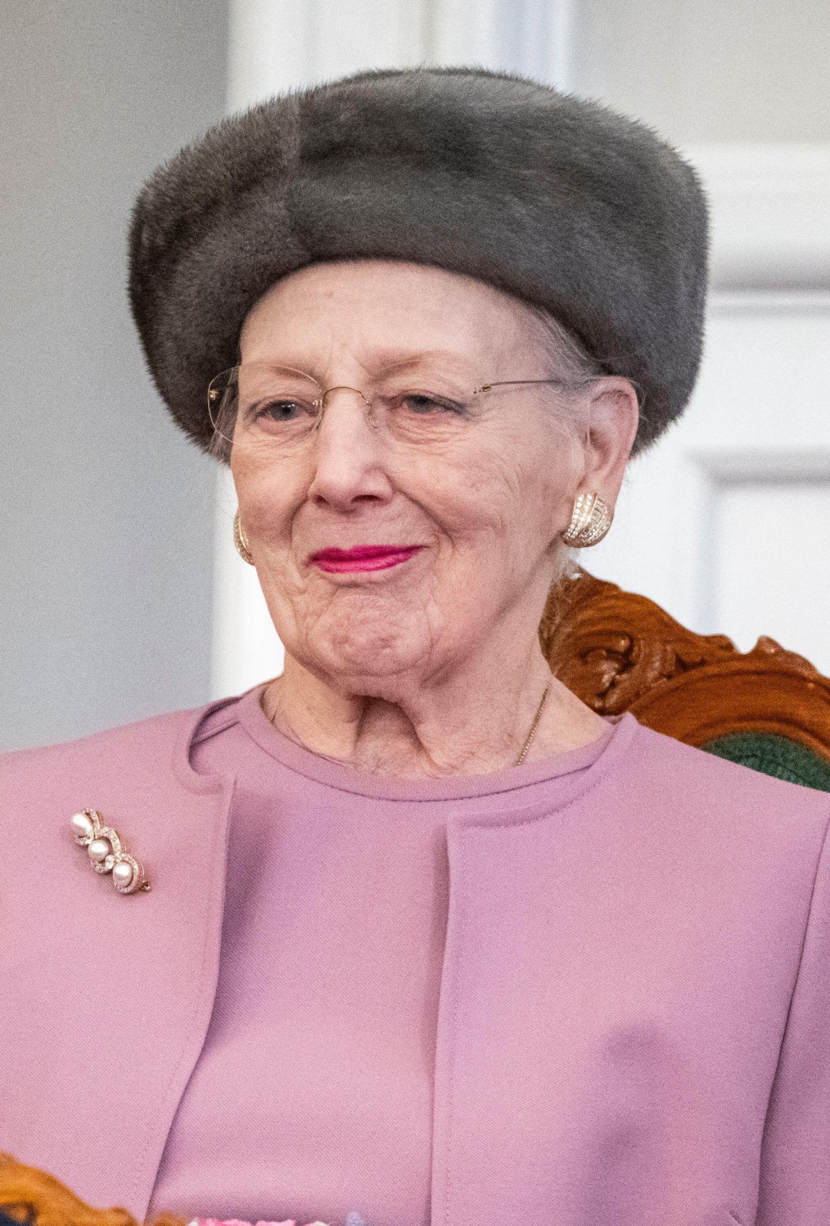 La Regina Margrethe di Danimarca partecipa a una ricezione al Folketing, il parlamento danese, presso il Palazzo di Christiansborg a Copenaghen il 15 gennaio 2024 (Ida Marie Odgaard/Ritzau Scanpix/Alamy)