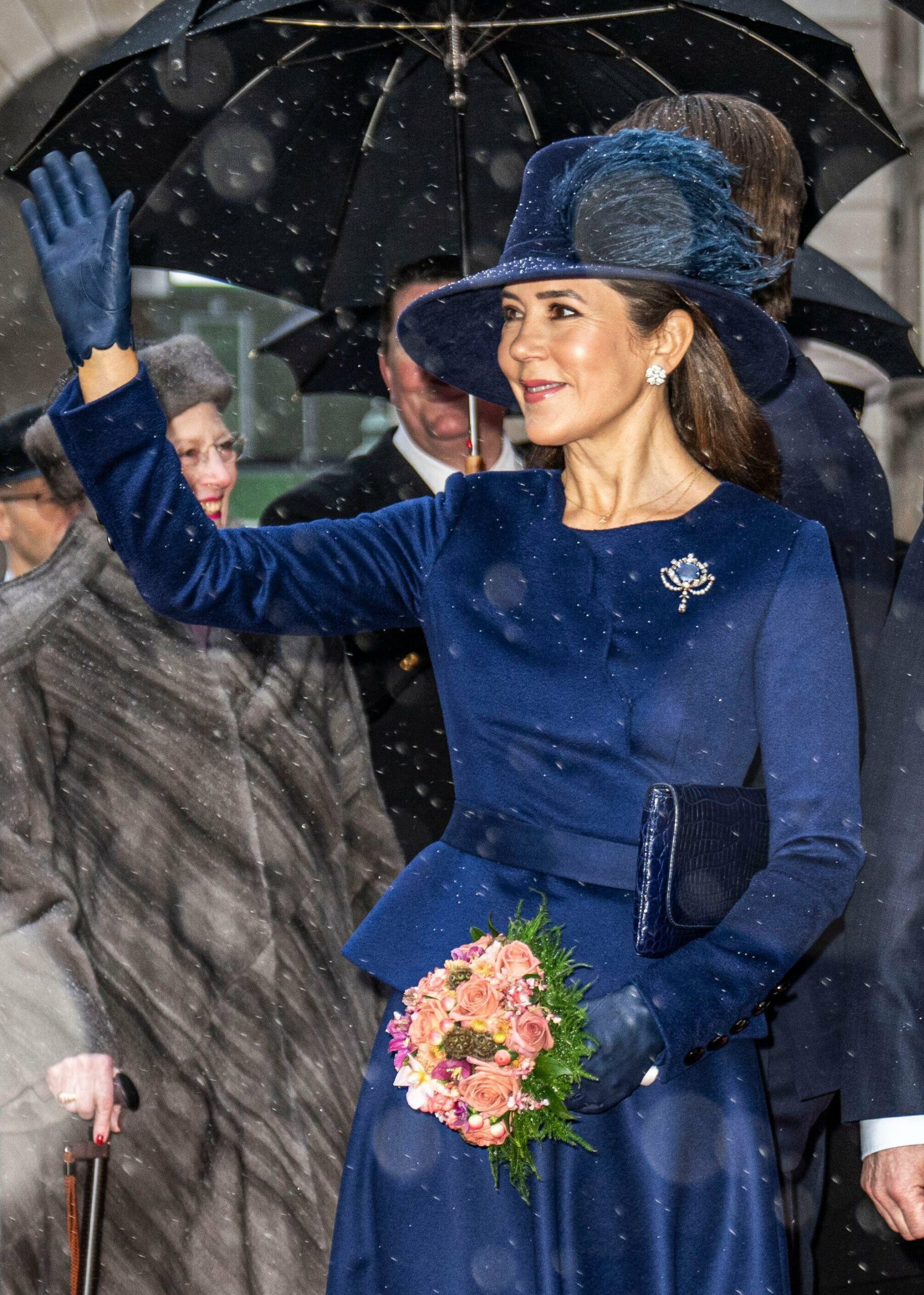 La Regina di Danimarca arriva per una ricezione al Folketing, il parlamento danese, presso il Palazzo di Christiansborg a Copenaghen il 15 gennaio 2024 (Thomas Traasdahl/Ritzau Scanpix/Alamy)