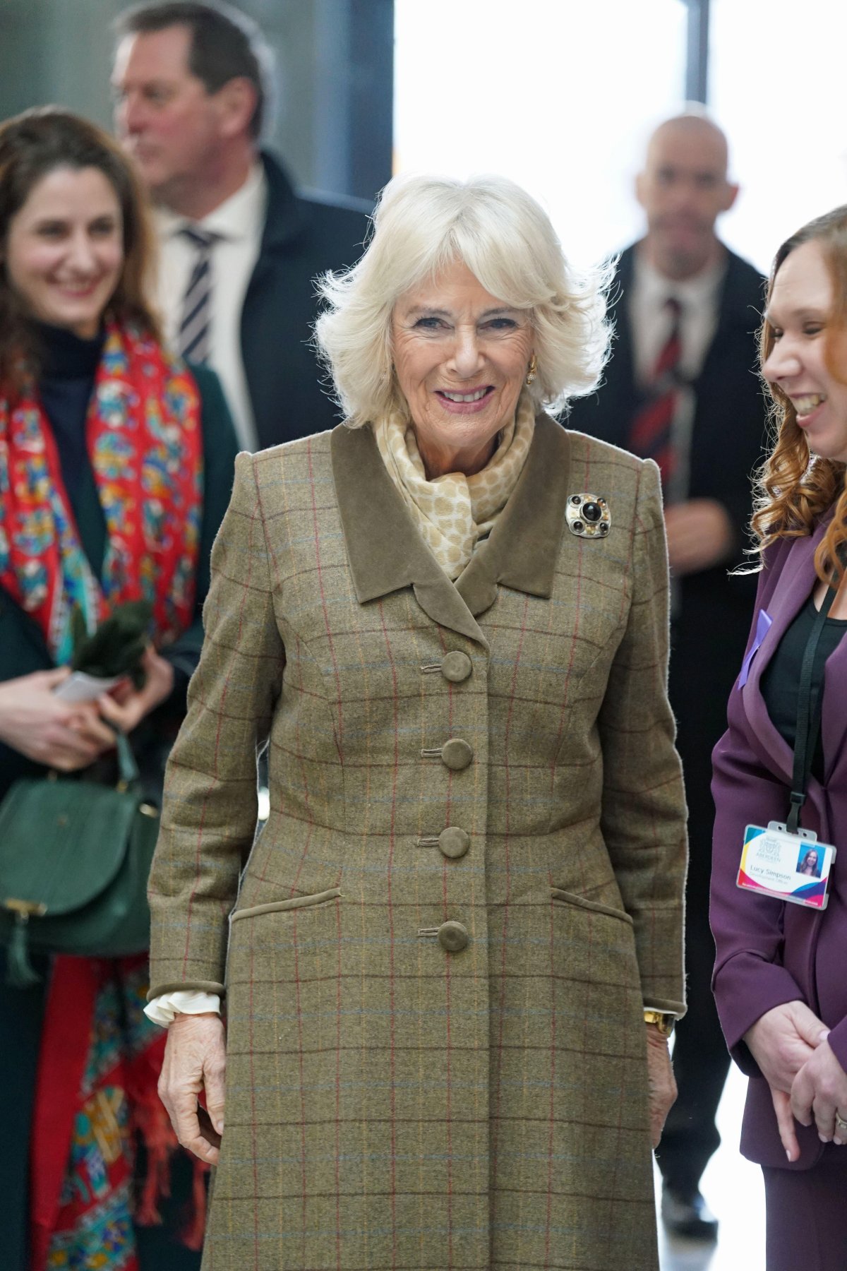 La regina Camilla inaugura il nuovo Safe Space durante una visita alla Galleria d'Arte di Aberdeen il 18 gennaio 2024 (Andrew Milligan/PA Images/Alamy)