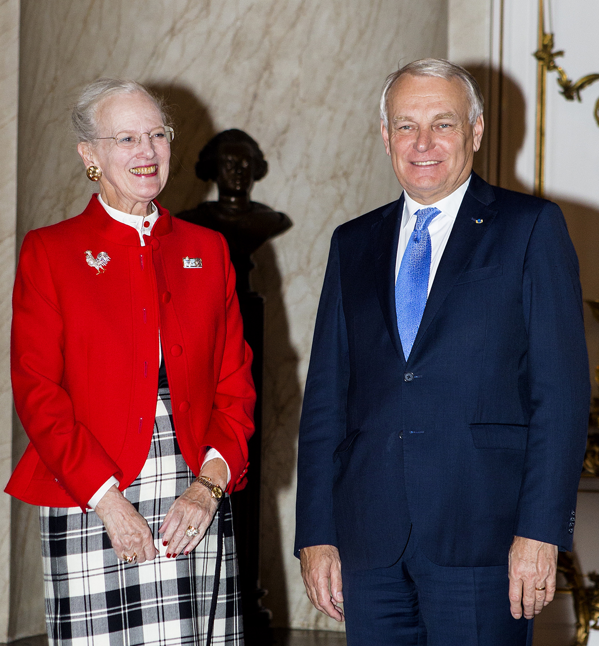 La regina Margherita II di Danimarca riceve il Primo Ministro francese Jean-Marc Ayrault a Copenhagen il 21 ottobre 2013 (Nikolai Linares/AFP/Getty Images)