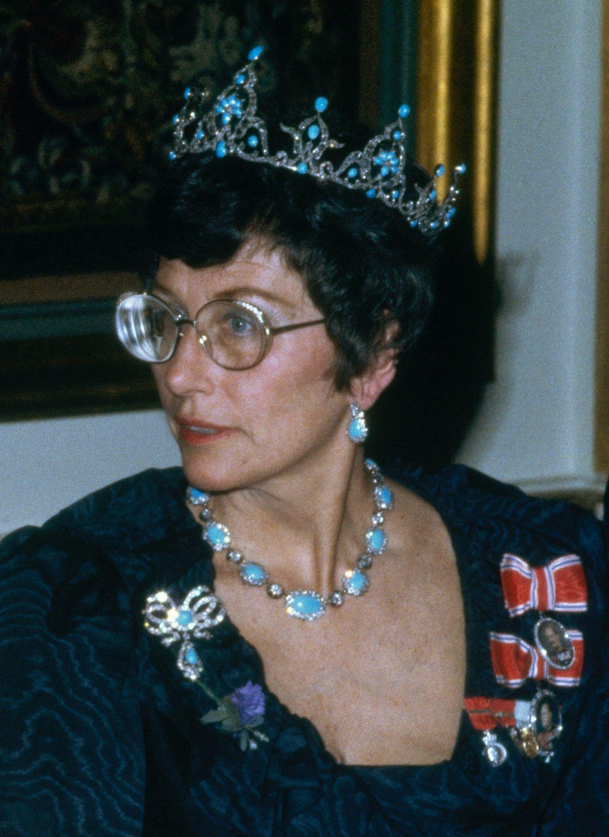 La Principessa Astrid, signora Ferner partecipa a una cena di gala con il Primo Ministro della Finlandia, marzo 1983 (Bjørn Sigurdsøn/NTB/Alamy)