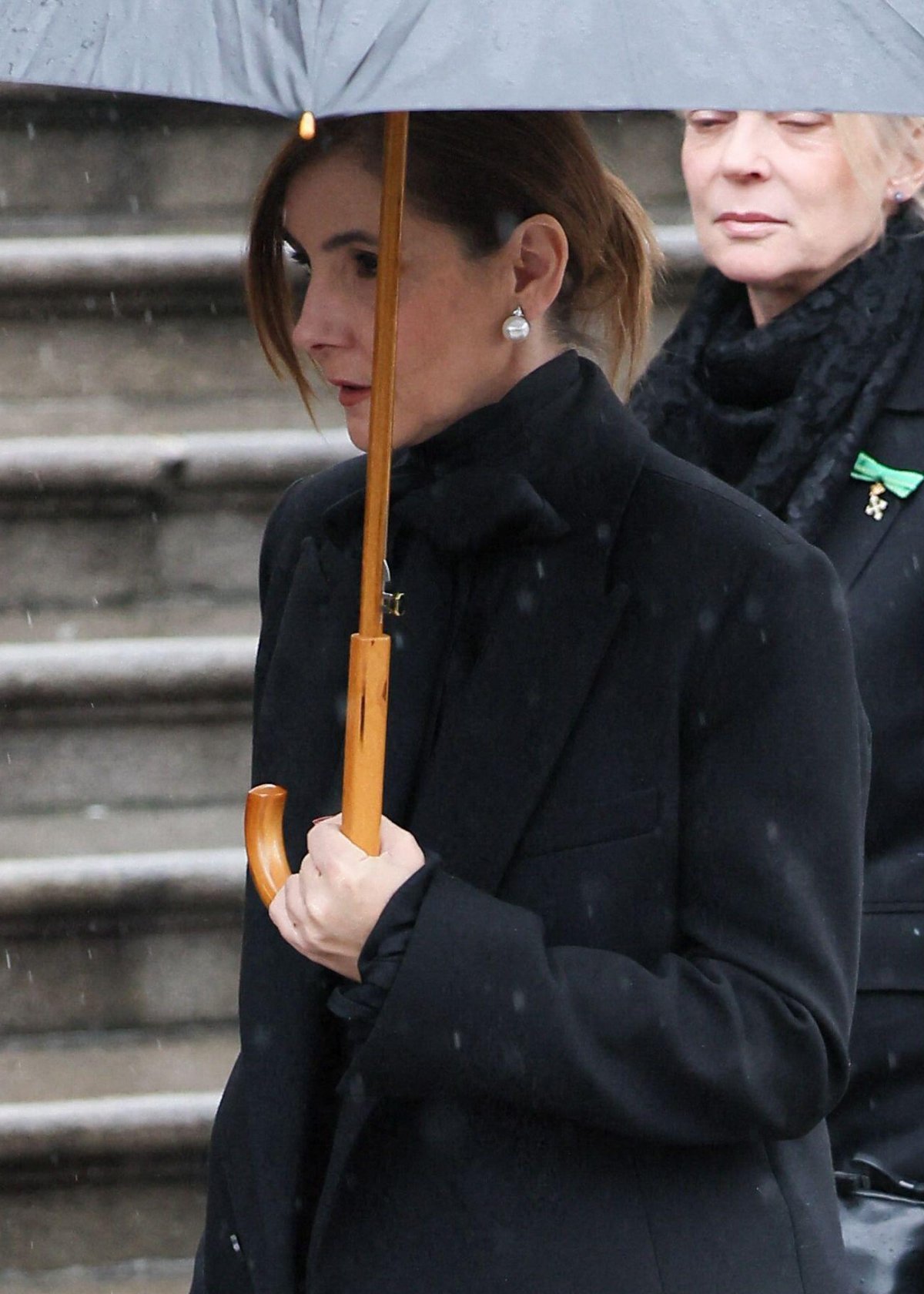 Clotilde Courau partecipa al funerale di suo suocero, Vittorio Emanuele di Savoia, a Torino il 10 febbraio 2024 (Marco Piovanotto/Abaca Press/Alamy)