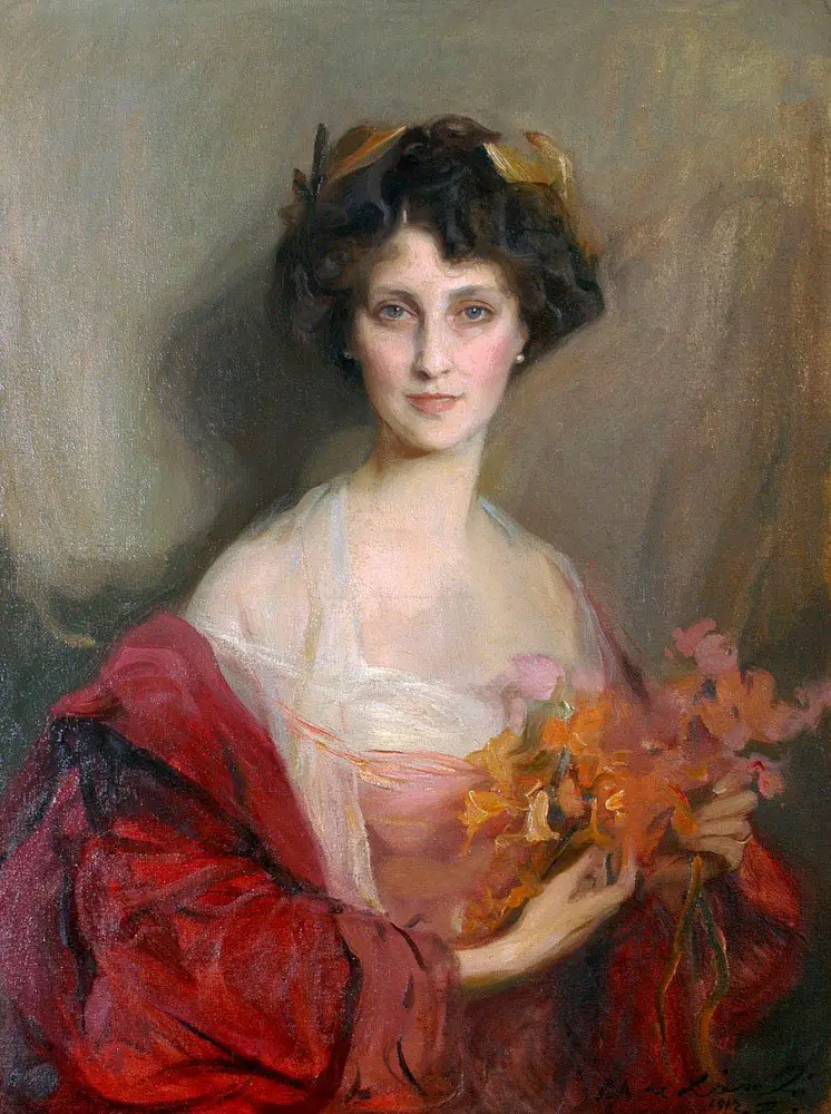 Winifred Cavendish-Bentinck, Duchessa di Portland, dipinta da Philip de László, ca. 1912 (Welbeck Abbey/Wikimedia Commons)