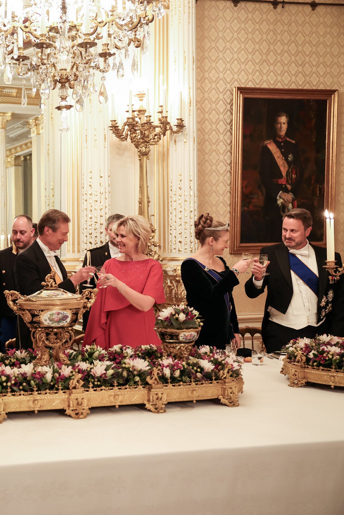 Il Granduca e la Granduchessa di Lussemburgo, insieme al Granduca Ereditario e alla Granduchessa Ereditari, ospitano una cena di stato per il Presidente Pavel della Repubblica Ceca e la Signora Pavlova al Palazzo Granducale di Lussemburgo il 29 Febbraio 2024 (Maison du Grand-Duc/Sophie Margue)