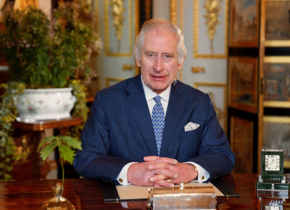 Il Re Carlo III registra un messaggio video per l'imminente servizio del Commonwealth Day dal Castello di Windsor il 29 febbraio 2024 (Buckingham Palace)