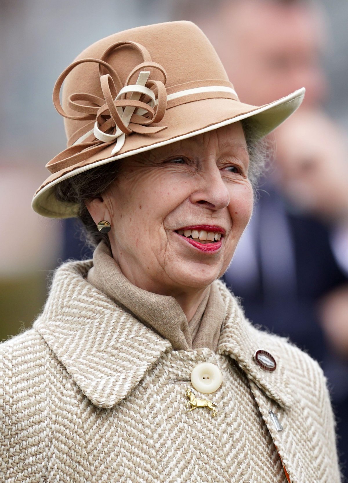 La Principessa Reale partecipa al secondo giorno del Festival di Cheltenham presso l'ippodromo di Cheltenham il 13 marzo 2024 (Mike Egerton/PA Images/Alamy)