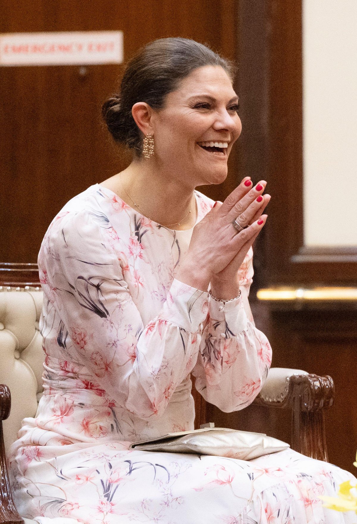 La Principessa Ereditaria di Svezia partecipa a una cena di benvenuto ufficiale presso il Pan Pacific Sonargoan Hotel a Dhaka, Bangladesh, il 18 marzo 2024 (Henrik Montgomery/TT News Agency/Alamy)