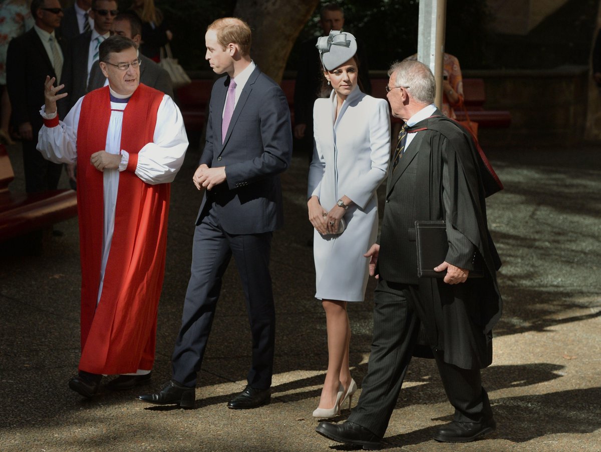 Il Duca e la Duchessa di Cambridge partecipano a un servizio di Pasqua presso la Cattedrale di San Andrea a Sydney il 20 aprile 2014 (Anthony Devlin/PA Images/Alamy)