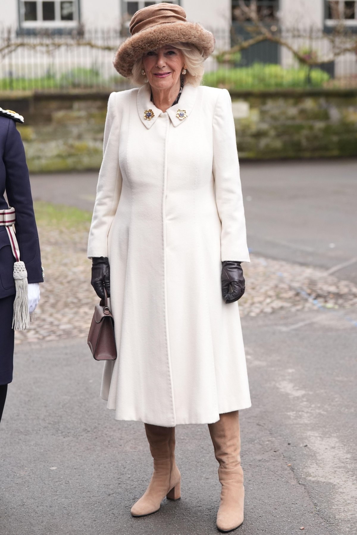 La Regina Camilla del Regno Unito partecipa al Servizio Reale di Maundy presso la Cattedrale di Worcester il 28 marzo 2024 (Jacob King/PA Images/Alamy)