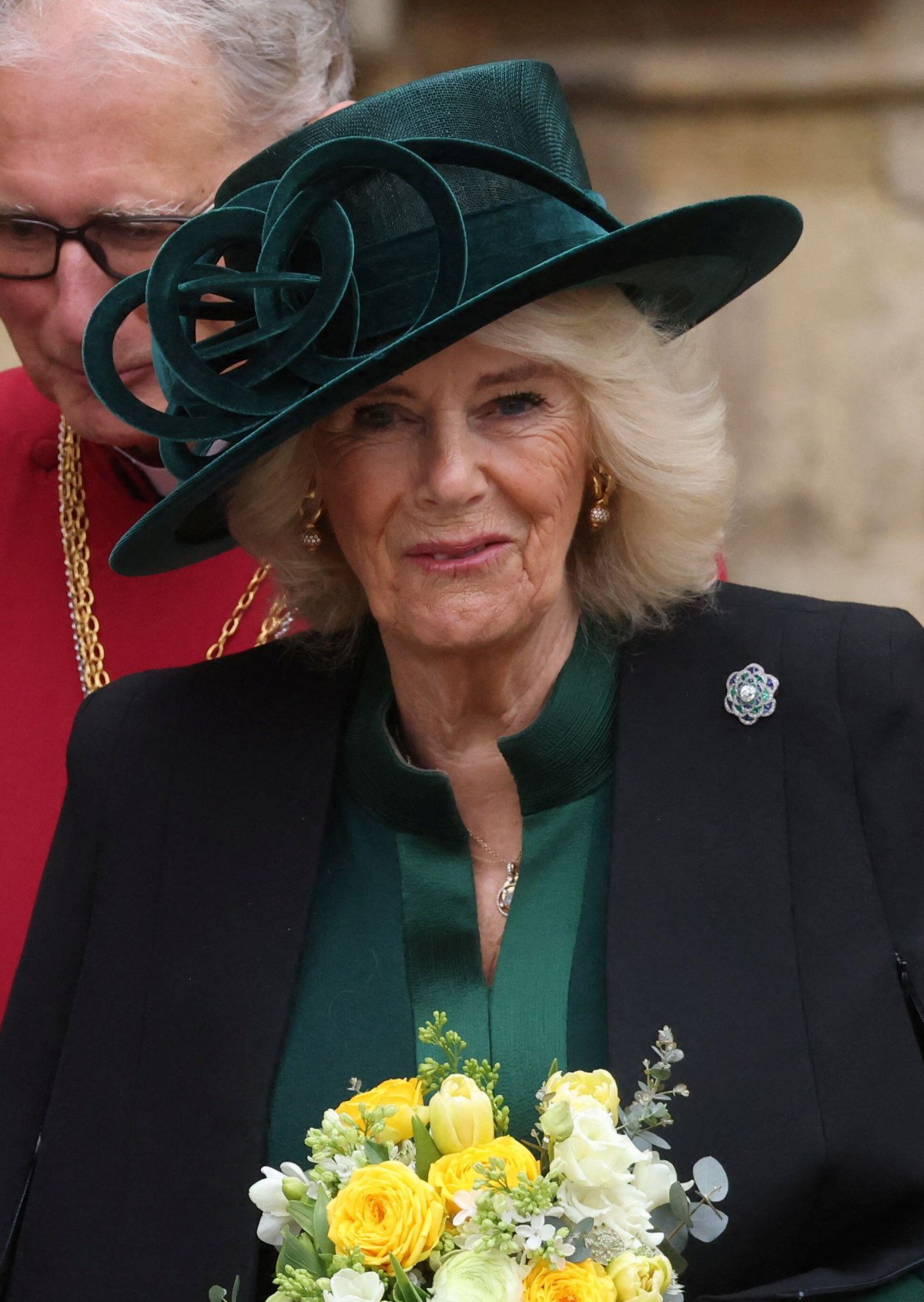 Regina Camilla del Regno Unito partecipa a un servizio di Pasqua nella Cappella di San Giorgio, Windsor, il 31 marzo 2024 (Hollie Adams/PA Images/Alamy)