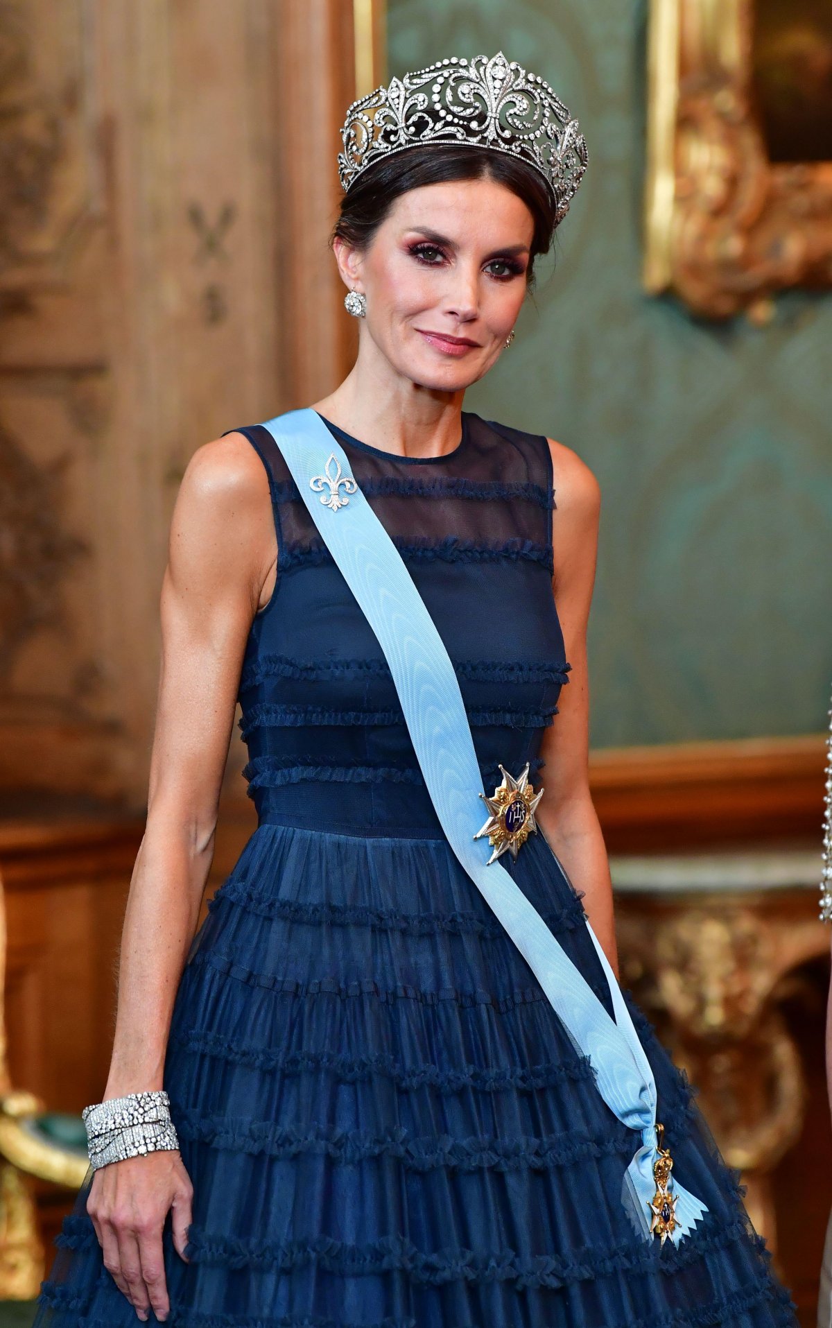 La Regina di Spagna partecipa a un banchetto di stato al Palazzo Reale di Stoccolma il 24 novembre 2021 (Jonas Ekströmer/TT News Agency/Alamy)