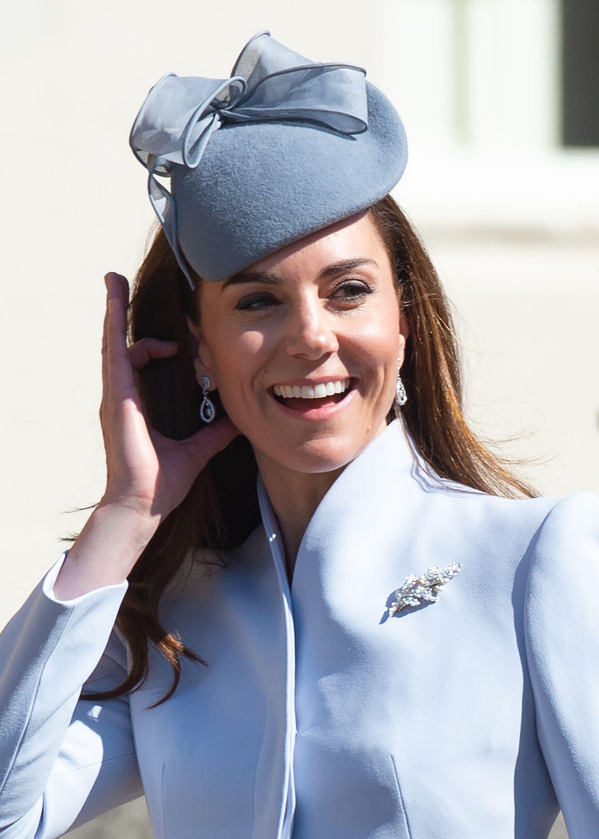 La Duchessa di Cambridge partecipa a un servizio religioso di Pasqua presso la Cappella di San Giorgio, Windsor, il 21 aprile 2019 (Anwar Hussein/Alamy)