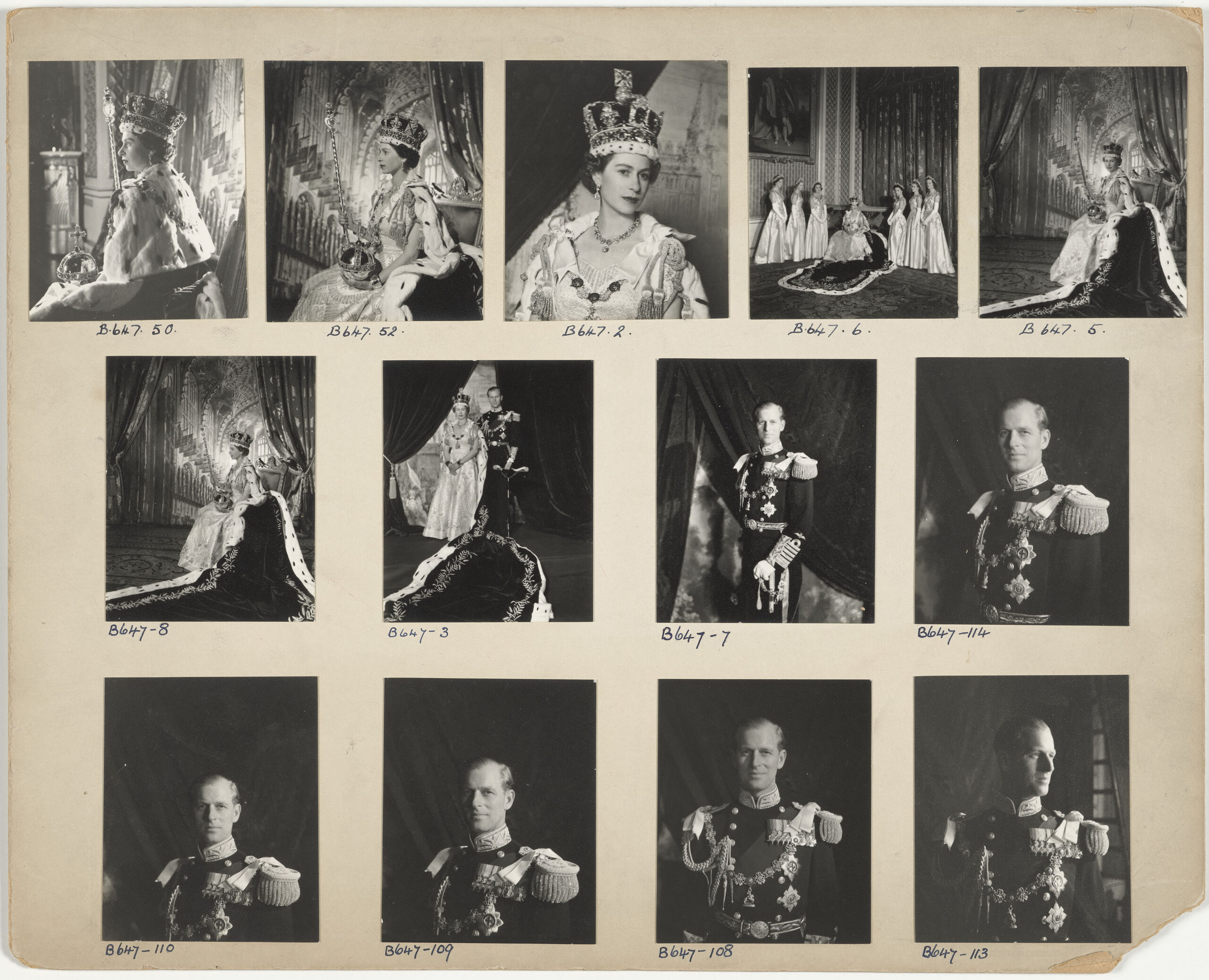 Cecil Beaton, Proofs of Queen Elizabeth II and Prince Philip on Coronation Day, 1953 (Royal Collection Trust/© His Majesty King Charles III 2024)