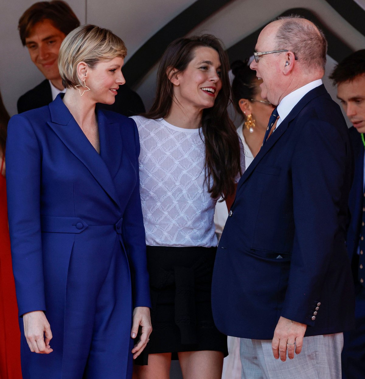 Prince Albert II and Princess Charlene of Monaco, with Charlotte Casiraghi, attend the F1 Grand Prix of Monaco in Monte-Carlo on May 26, 2024 (HOCH ZWEI/DPA Picture Alliance/Alamy)