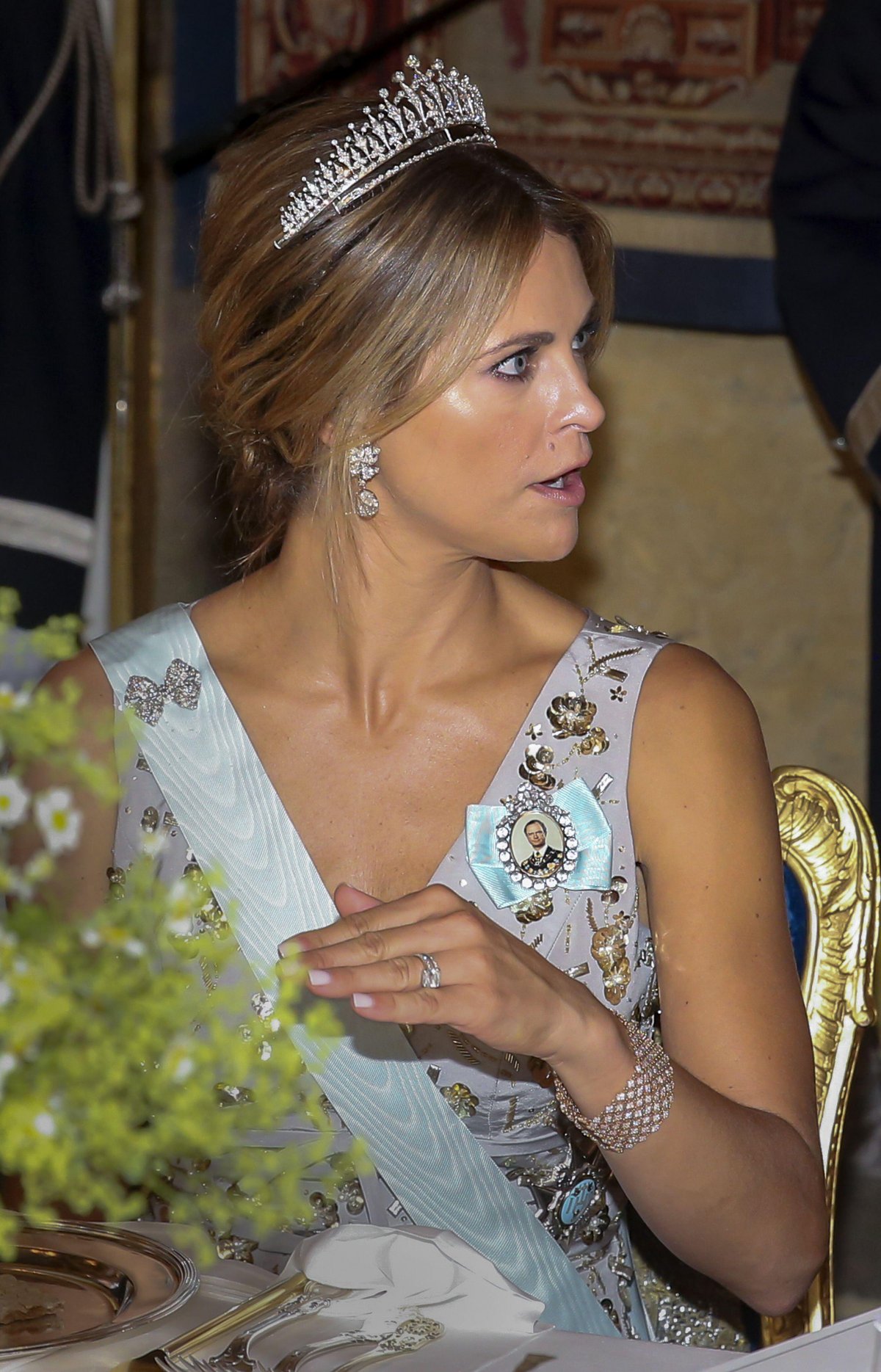 La Principessa Madeleine di Svezia partecipa a un banchetto di stato presso il Palazzo Reale di Stoccolma in onore del Presidente in visita della Corea del Sud il 14 giugno 2019 (Soren Andersson/TT News Agency/Alamy)