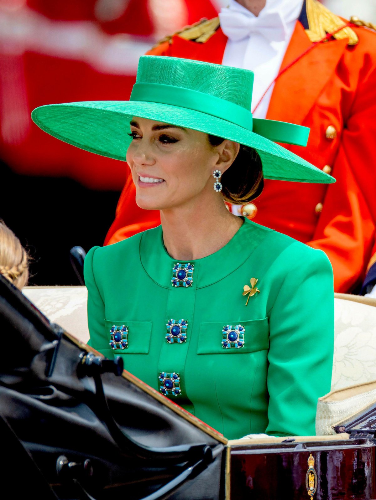 La Principessa di Galles cavalca in una carrozza durante le festività di Trooping the Colour a Londra il 17 giugno 2023 (Albert Nieboer/DPA Picture Alliance/Alamy)