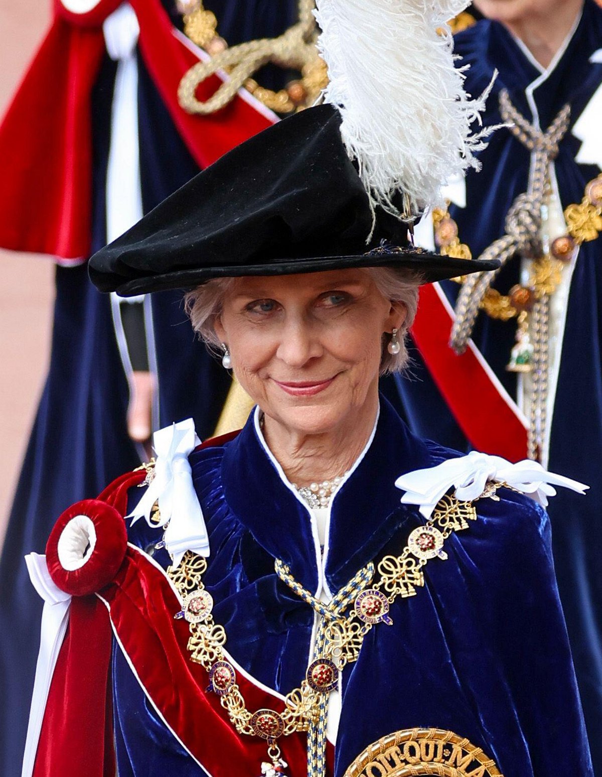 La Duchessa di Gloucester all'arrivo per il servizio annuale dell'Ordine della Giarrettiera alla Cappella di San Giorgio, Windsor, il 17 giugno 2024 (Chris Jackson/PA Images/Alamy)