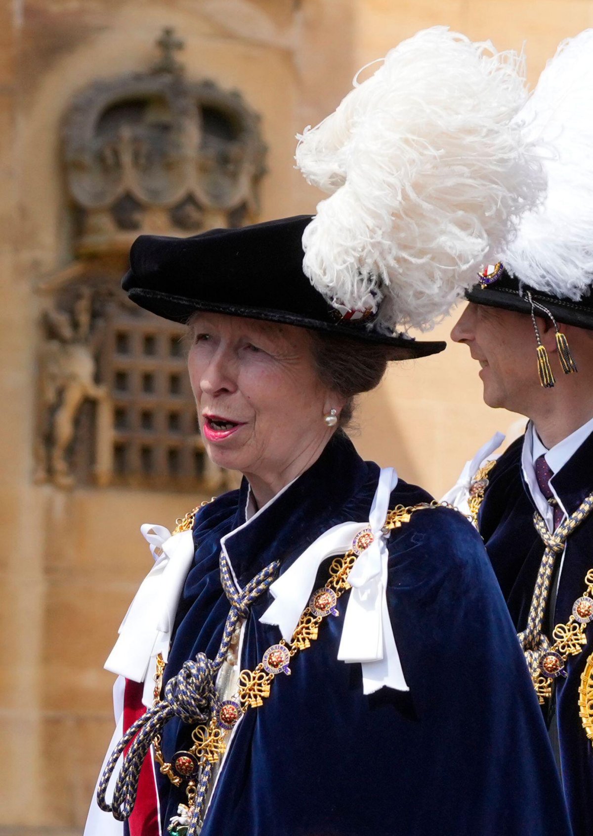 La Principessa Reale arriva per il servizio annuale dell'Ordine della Giarrettiera alla Cappella di San Giorgio, Windsor, il 17 giugno 2024 (Kirsty Wigglesworth/PA Images/Alamy)