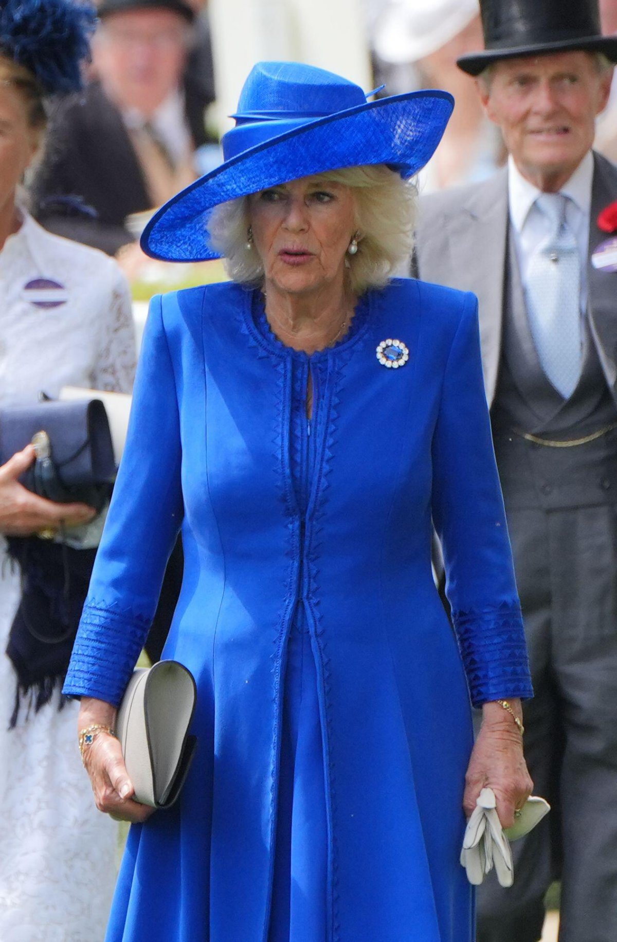 Regina Camilla arriva per il primo giorno di Royal Ascot il 18 giugno 2024 (Jonathan Brady/PA Images/Alamy)