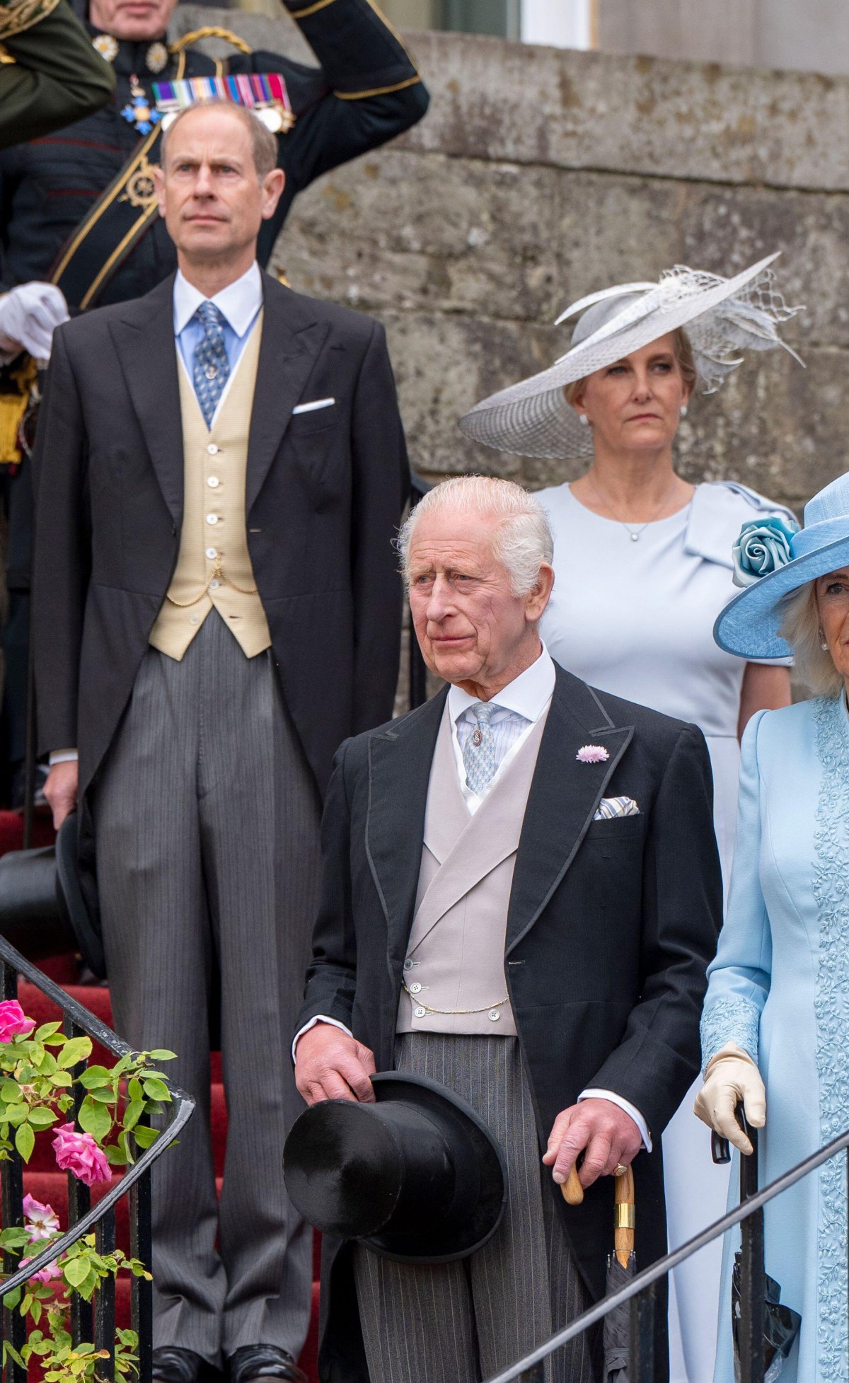 Il Duca e la Duchessa di Edimburgo si uniscono a Re Carlo III e Regina Camilla al Garden Party del Sovrano tenutosi al Palazzo di Holyroodhouse a Edimburgo il 2 luglio 2024 (Jane Barlow/PA Images/Alamy)