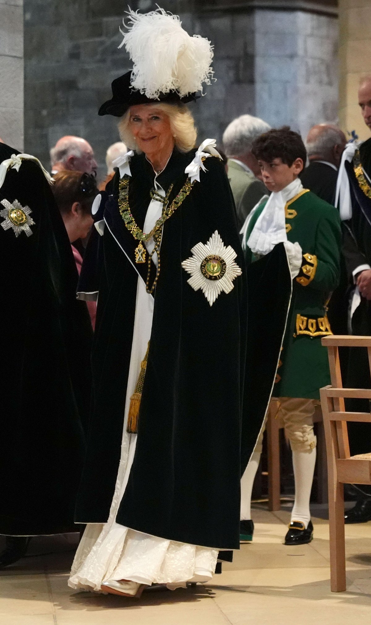 Regina Camilla partecipa al servizio dell'Ordine del Cardo presso la Cattedrale di St. Giles a Edimburgo il 3 luglio 2024 (Andrew Milligan/PA Images/Alamy)