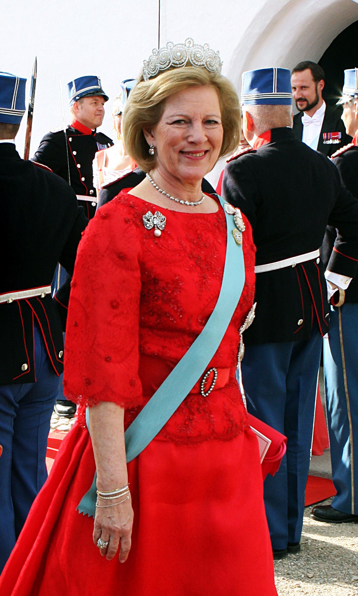 La Regina Anne-Marie di Grecia partecipa al matrimonio del Principe Joachim e della Principessa Marie di Danimarca a Mogeltonder il 24 Maggio 2008 (Albert Nieboer/DPA Picture Alliance Archive/Alamy)