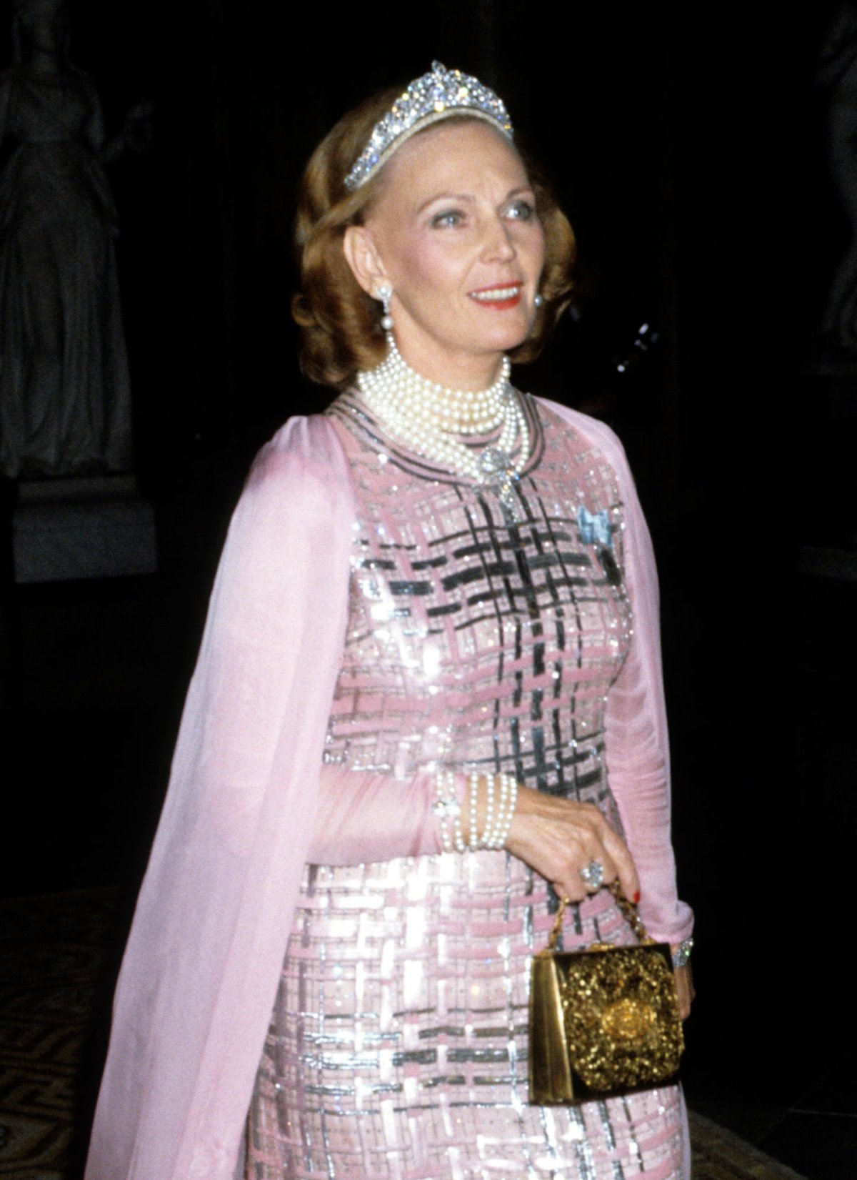 La contessa Marianne Bernadotte partecipa a una gala a Stoccolma, 1985 (Roger Tillberg/Alamy)