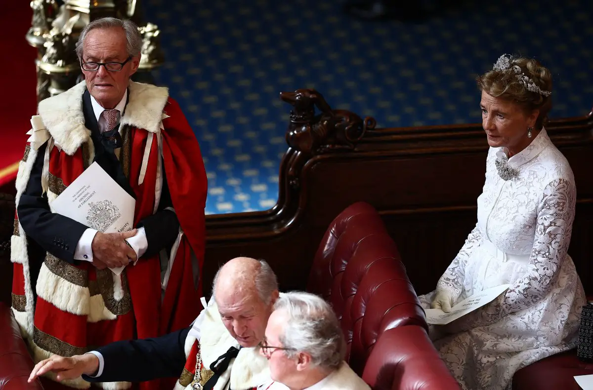 Il Duca e la Duchessa di Wellington partecipano alla Cerimonia di Apertura del Parlamento a Londra il 17 luglio 2024 (Henry Nicholls/PA Images/Alamy)