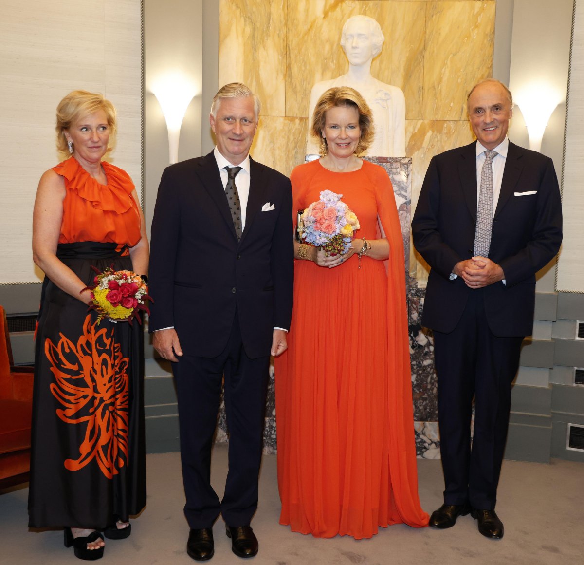 Il Re e la Regina dei Belgi, con la Principessa Astrid e il Principe Lorenz, partecipano a un concerto la vigilia della Festa Nazionale del Belgio al Bozar di Bruxelles il 20 luglio 2024 (NICOLAS MAETERLINCK/Belga News Agency/Alamy)