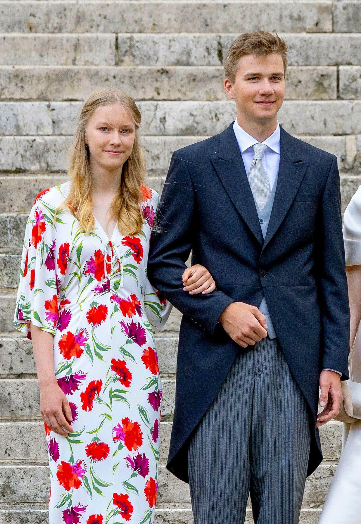 La Principessa Eleonore e il Principe Gabriel del Belgio partecipano a un servizio di Te Deum presso la Cattedrale di San Michele e San Gudula a Bruxelles il 21 luglio 2024 (Albert Nieboer/DPA Picture Alliance/Alamy)