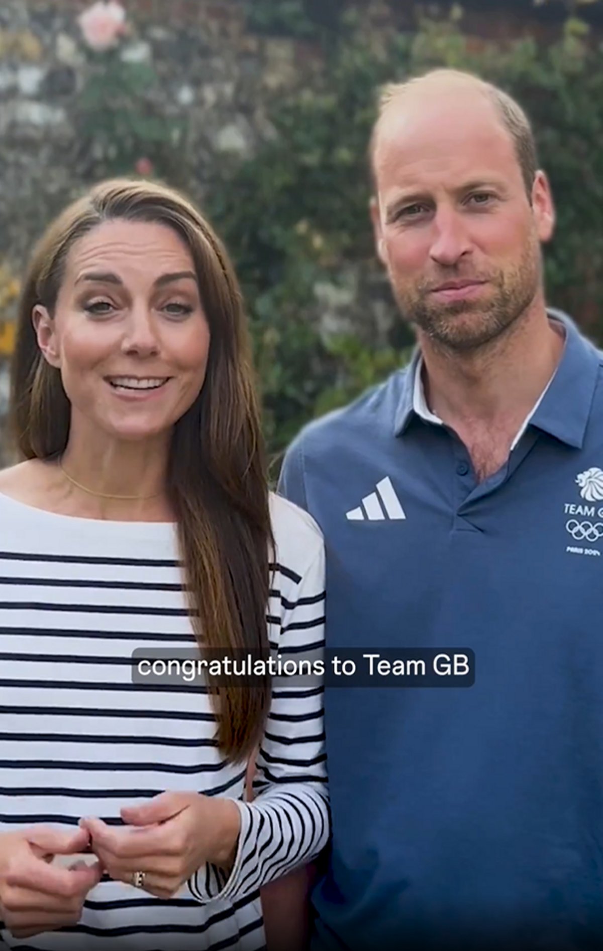 Il Principe e la Principessa di Galles condividono un messaggio di congratulazioni alla Team GB sui social media al termine dei Giochi Olimpici di Parigi, agosto 2024 (Palazzo di Kensington)