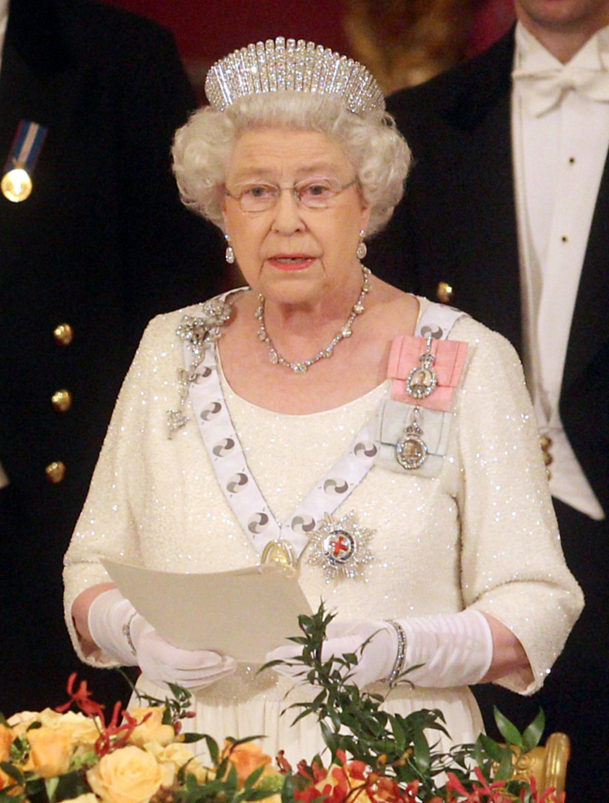 Regina Elisabetta II ospita un banchetto di stato per il Presidente in visita del Sudafrica a Buckingham Palace a Londra il 3 marzo 2010 (Lewis Whyld/PA Images/Alamy)