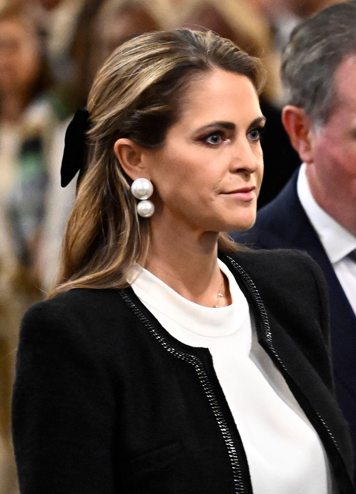 La Principessa Madeleine di Svezia partecipa a un servizio religioso presso la Cattedrale di Stoccolma prima dell'apertura della sessione del Riksdag a Stoccolma il 10 settembre 2024 (Jonas Ekströmer/TT News Agency/Alamy)