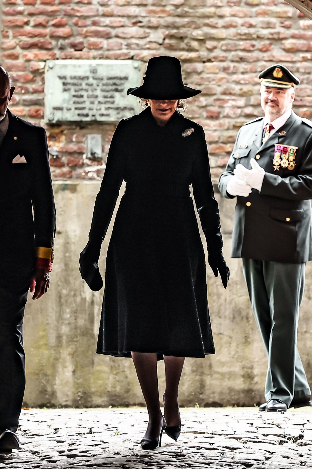 La Regina dei Belgi attend un cerimonia in commemorazione dell'80° anniversario della liberazione di Liegi il 9 settembre 2024 (Bruno Fahy/Belga News Agency/Alamy)