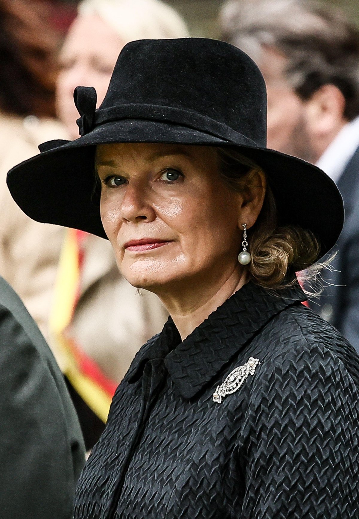 La Regina dei Belgi attend un cerimonia in commemorazione dell'80° anniversario della liberazione di Liegi il 9 settembre 2024 (Bruno Fahy/Belga News Agency/Alamy)