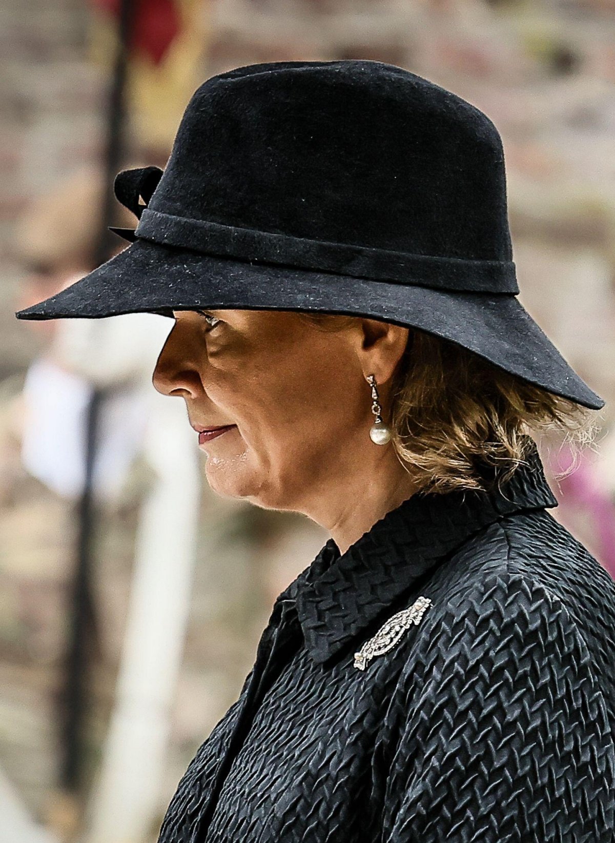 La Regina dei Belgi attend un cerimonia in commemorazione dell'80° anniversario della liberazione di Liegi il 9 settembre 2024 (Bruno Fahy/Belga News Agency/Alamy)