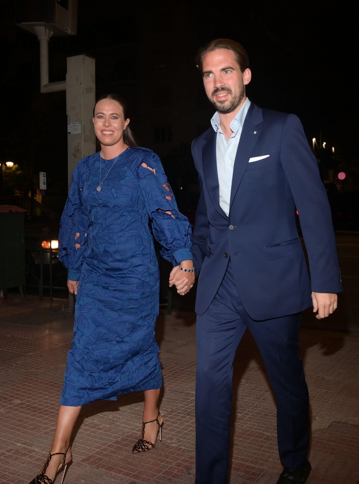 Principessa Nina e Principe Philippos partecipano a una cena prematrimoniale per la Principessa Theodora e Matthew Kumar al Museo Bizantino e Cristiano di Atene il 27 settembre 2024 (Dimitris Aspiotis/Alamy)