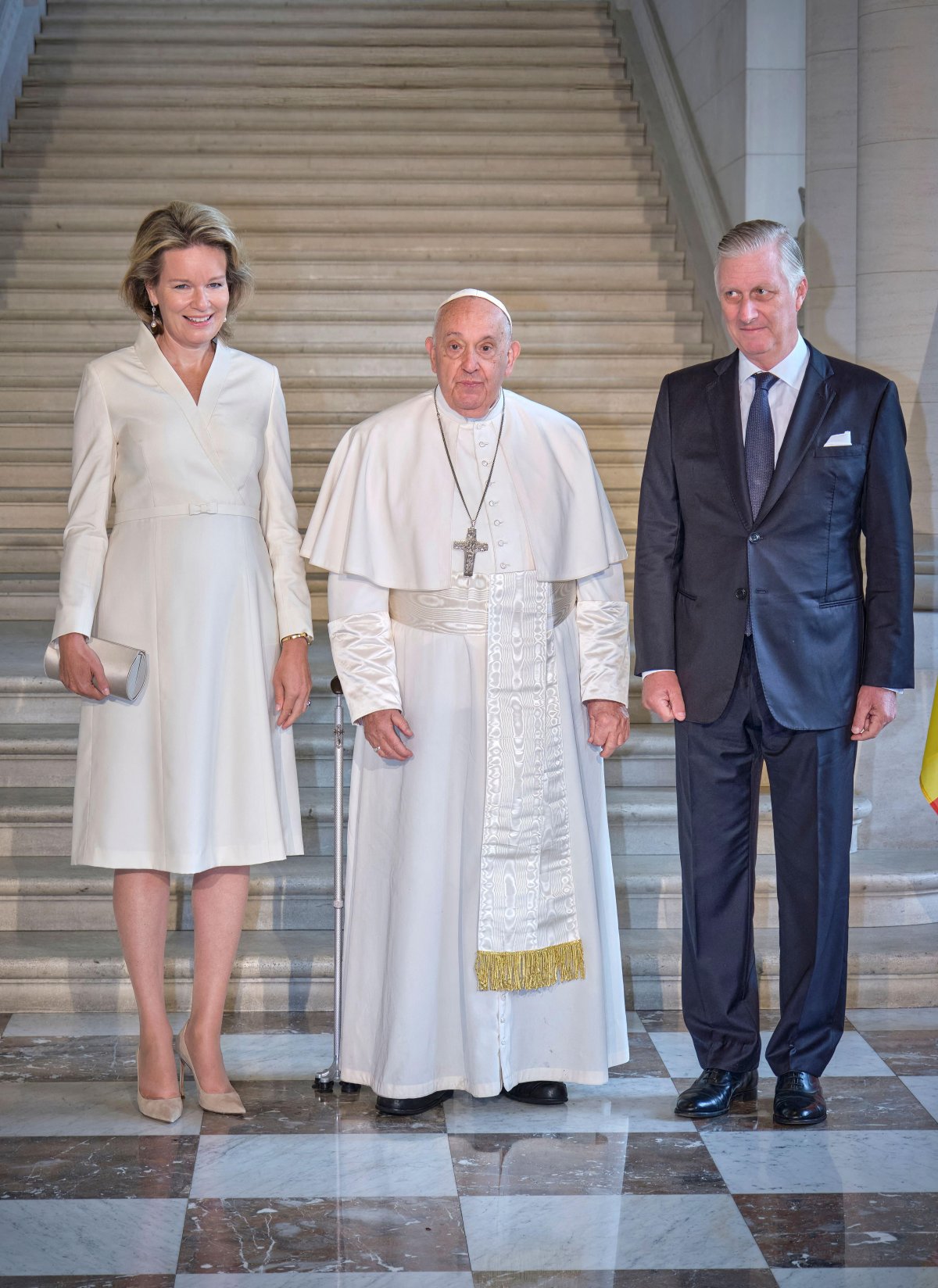 Papa Francesco visita con il Re e la Regina dei Belgi a Laeken il 27 settembre 2024 (Olivier Polet/Abaca Press/Alamy)