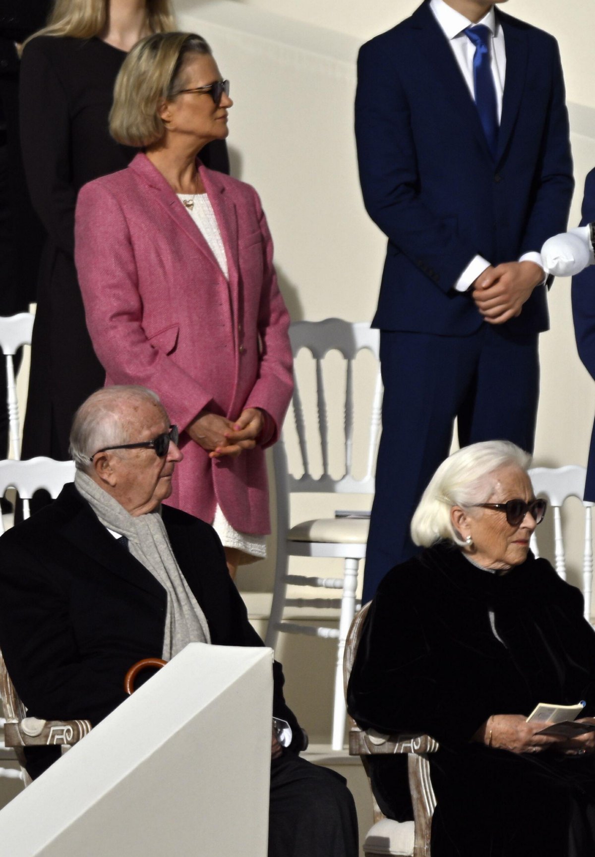 Membri della famiglia reale belga partecipano a una messa presieduta da Papa Francesco allo Stadio Re Baldovino a Bruxelles il 29 settembre 2024 (ERIC LALMAND/Belga News Agency/Alamy)