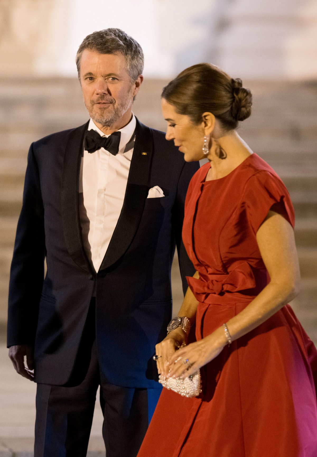 Il Re e la Regina di Danimarca partecipano a una cena ospitata dal Presidente Frank-Walter Steinmeier di Germania e sua moglie, Elke Büdenbender, al Palazzo Bellevue di Berlino il 21 ottobre 2024 (Sebastian Christoph Gollnow/DPA Picture Alliance/Alamy)