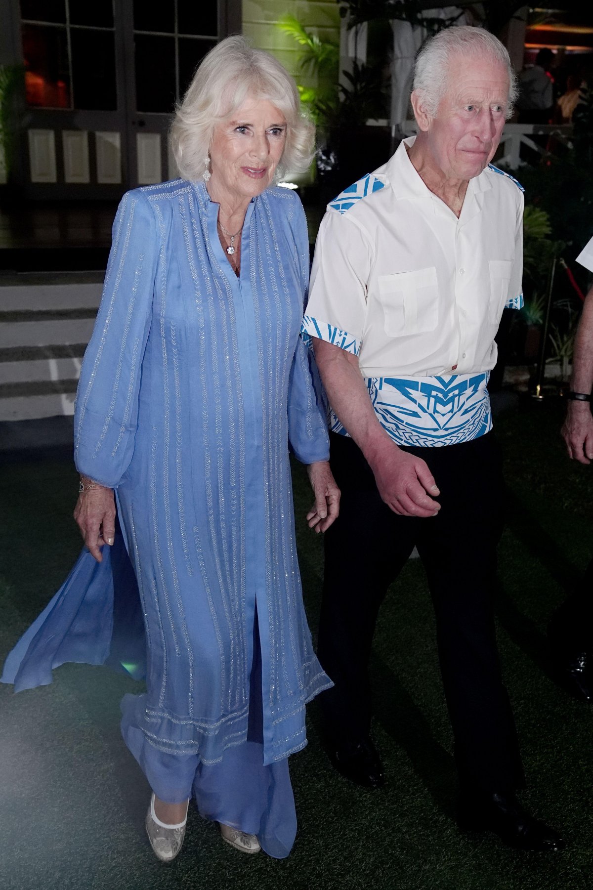 Re Carlo III e Regina Camilla partecipano alla cena del Commonwealth Heads of Government Meeting al Museo Robert Louis Stevenson ad Apia, Samoa il 25 ottobre 2024 (Aaron Chown/PA Images/Alamy)